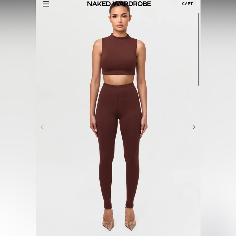 Naked Wardrobe Ribbed Leggings in Chocolate NWOT